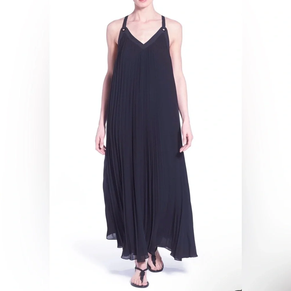 Michael Kors navy pleated maxi dress size small